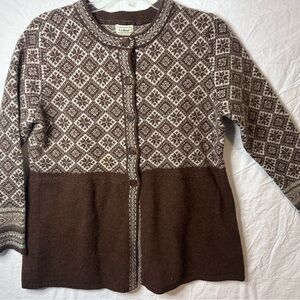 L.L. Bean Brown Geometric Wool Sweater, 6